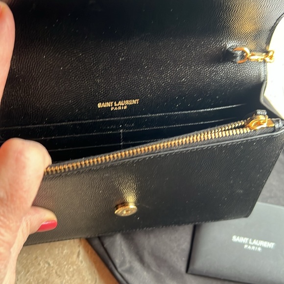 Saint Laurent YSL Wallet on a Chain Bag with Tassel in Grained Leather - Picture 6 of 10